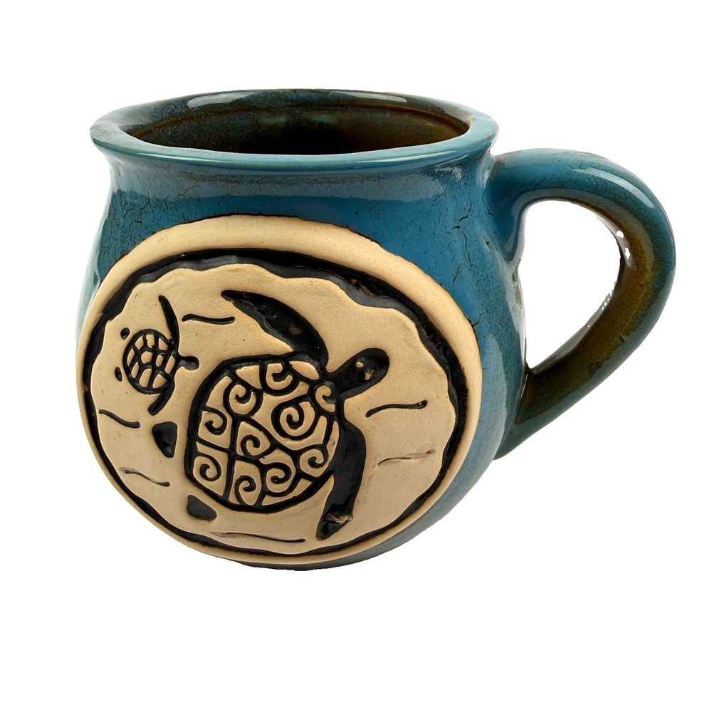Cape Shore Turtle Mug Yarmouth Maine Ceramic Coffee Cup Blue Green Brand New